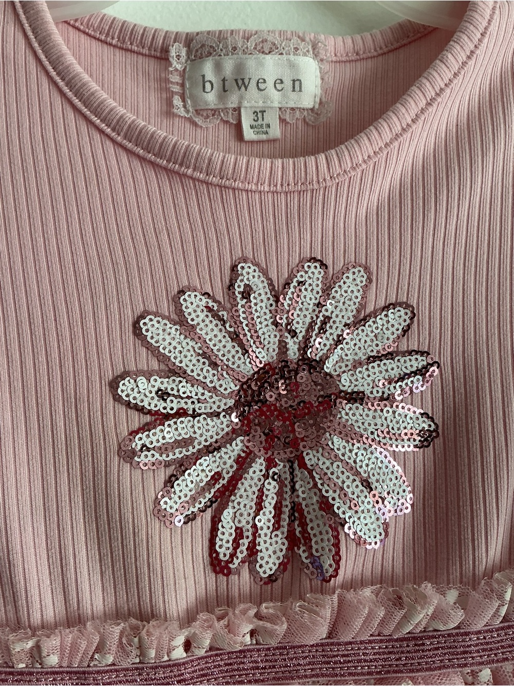 btween Pink Floral Sequin Daisy Tulle Dress - Picture 6 of 7
